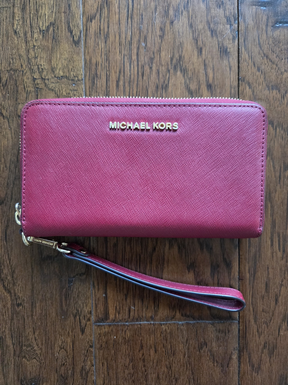 MICHAEL KORS Red Zip-Around Wristlet Wallet